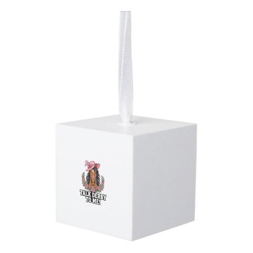 Talk Derby To Me Vintage Horse Rose Derby Design Cube Ornament