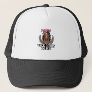 Talk Derby To Me Vintage Horse Rose Derby Design Trucker Hat
