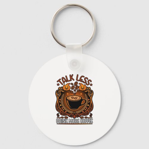 Talk Less Drink More Coffee Cup Halloween Pumpkins Keychain