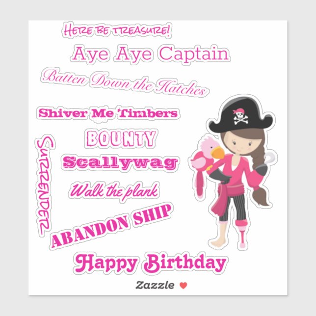 talk like a Girl Pirate Captain  Sticker (Sheet)