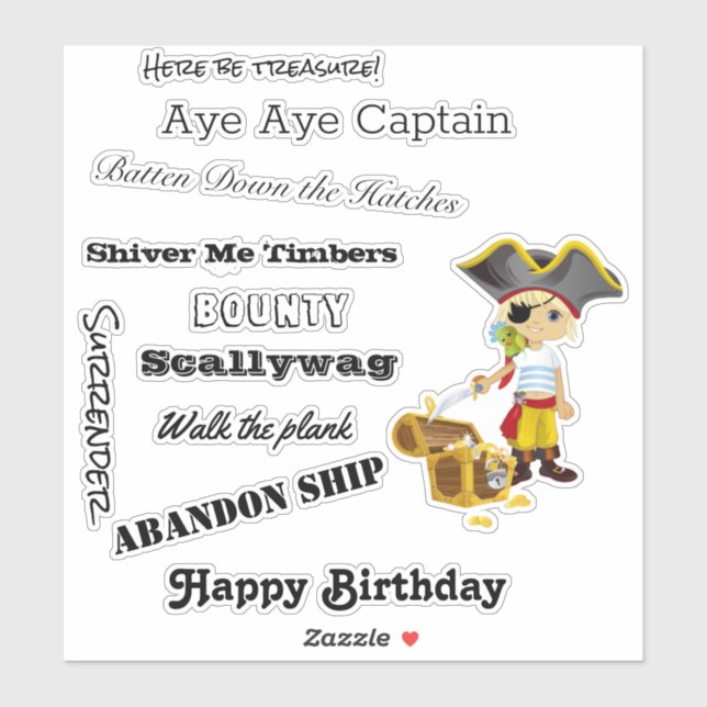talk like a Pirate Boy Sticker (Sheet)