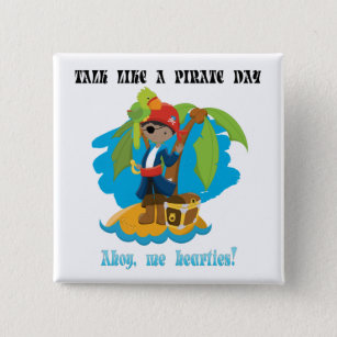 Talk Like A Pirate Day Ahoy Me Hearties Palm Tree Button