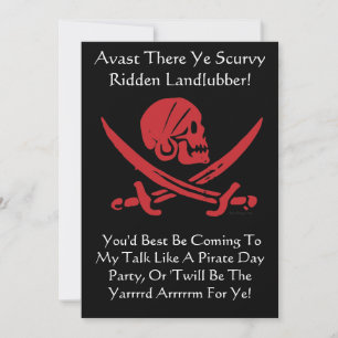 Talk Like A Pirate Day Party Invitations