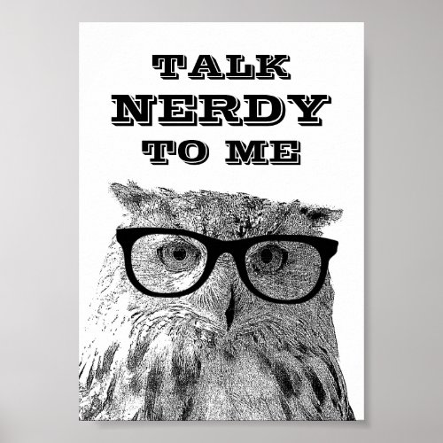Talk nerdy to me  Funny quote owl poster