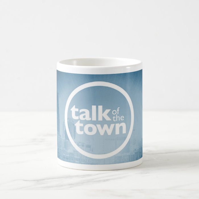 Talk of the Town Open Screen Mug on White