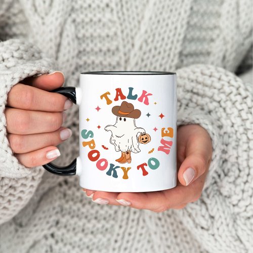 Talk Spooky to Me Funny Modern Halloween coffee Mug