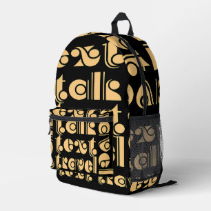 Talk Text Travel Black  Printed Backpack