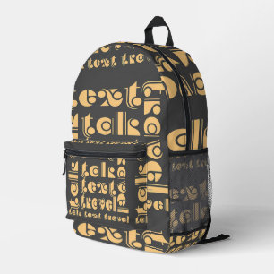 Talk Text Travel Gray  Printed Backpack