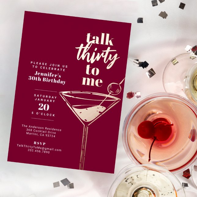 Talk Thirty To Me 30th Birthday Cocktail Party   Foil Invitation (Creator Uploaded)
