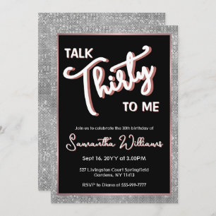 Talk Thirty To Me 30th Birthday Custom Invitation