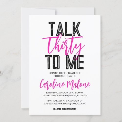 Talk Thirty To Me 30th Birthday Invitation 