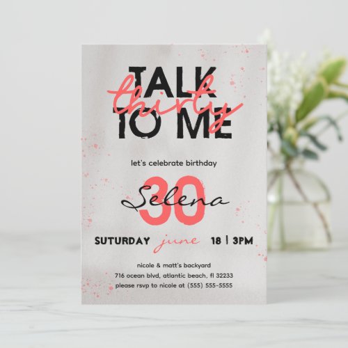 Talk Thirty To Me 30th Birthday Invitation Card