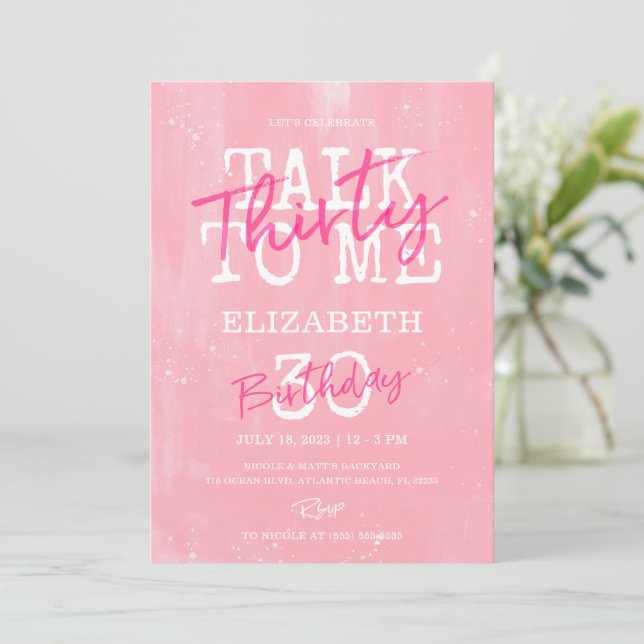 Talk Thirty To Me 30th Birthday Invitation Card (Standing Front)