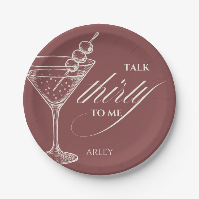 Talk thirty to me 30th birthday  paper plates (Front)