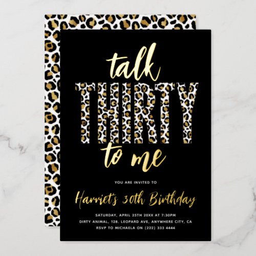 Talk THIRTY to Me 30th Birthday Party Gold Foil Invitation
