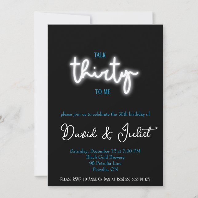 Talk Thirty To Me, 30th Birthday Party Invitation (Front)