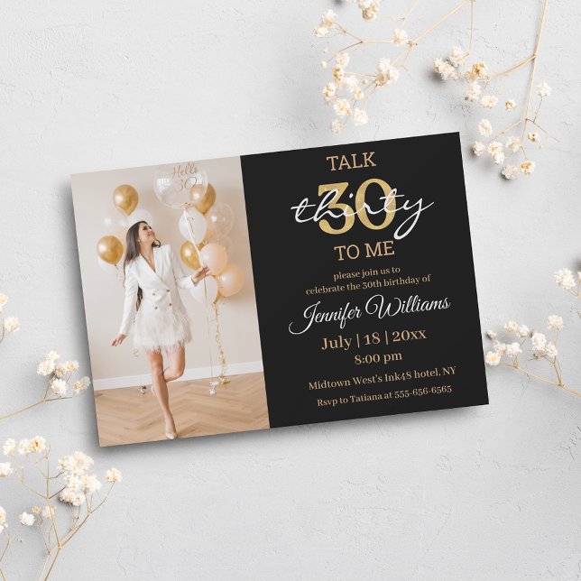 talk thirty to me,30th birthday party photo invitation (Creator Uploaded)