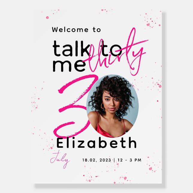 Talk Thirty To Me 30th Birthday Welcome Sign (Front)
