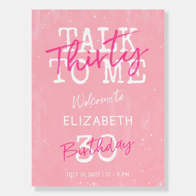 Talk Thirty To Me 30th Birthday Welcome Sign (Front)
