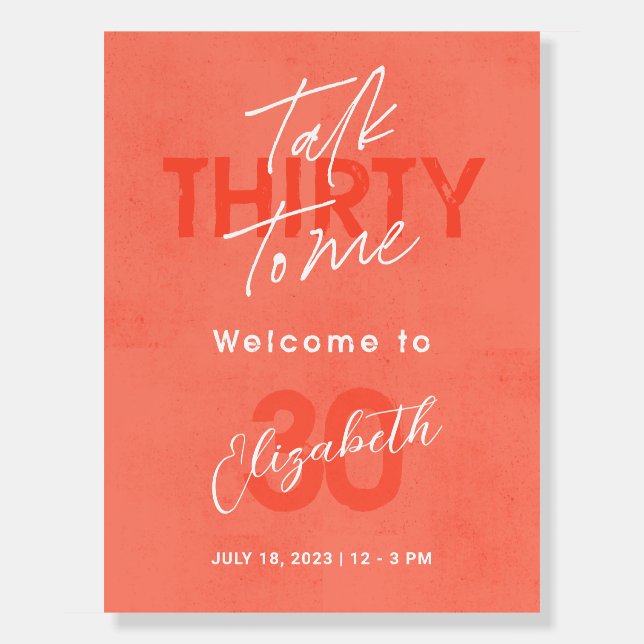 Talk Thirty To Me 30th Birthday Welcome Sign (Front)