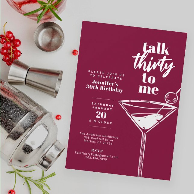 Talk Thirty To Me 30th Cocktail Birthday  Invitation (Creator Uploaded)