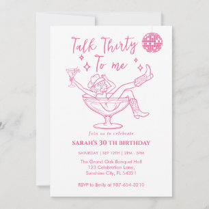 Talk Thirty To Me Birthday retro girl Party Invitation