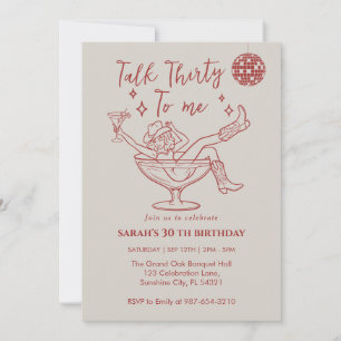 Talk Thirty To Me Birthday retro girl Party Invitation