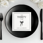 Talk Thirty to Me Black Bow 30th Birthday Party Napkins<br><div class="desc">Talk Thirty to Me Black Bow 30th Birthday Party Napkins is perfect for celebrating her milestone in style. Featuring minimalist and elegant watercolor black ribbon bow design and modern typography, this napkin adds a touch of sophistication to your "Talk 30 to Me" theme. Featuring a chic black-and-white color scheme paired...</div>