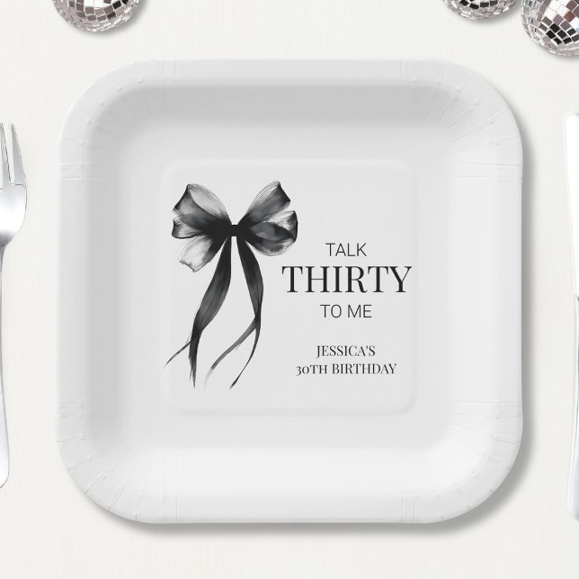 Talk Thirty to Me Black Chic 30th Birthday Party Paper Plates (Talk Thirty to Me Black Chic 30th Birthday Party Paper Plates)