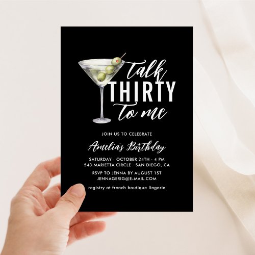 Talk Thirty To Me Dirty Martini 30th Birthday Invitation