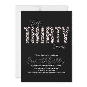 Talk Thirty to Me Leopard Chic Womens Birthday Invitation