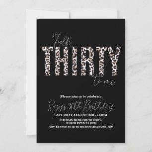 Talk Thirty to Me Leopard Chic Womens Birthday Invitation