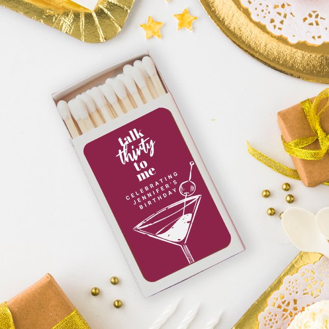 Talk Thirty To Me Martini 30th Birthday Party   Matchboxes (Creator Uploaded)