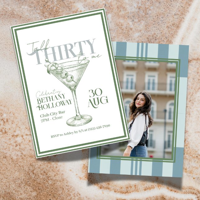 Talk Thirty To Me Martini Cocktail 30th Birthday Invitation (Celebrate the big 3-0 with this stylish Talk Thirty To Me Martini Cocktail 30th Birthday Invitation!)