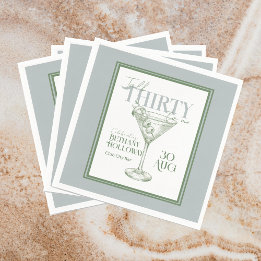 Talk Thirty To Me Martini Cocktail 30th Birthday Napkins
