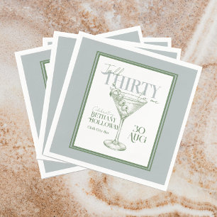 Talk Thirty To Me Martini Cocktail 30th Birthday Napkins