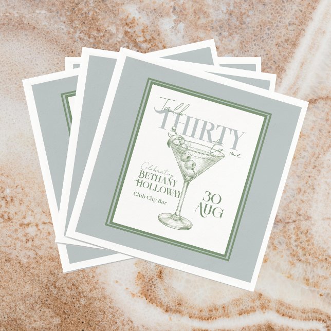 Talk Thirty To Me Martini Cocktail 30th Birthday Napkins (Celebrate the big 3-0 with this stylish Talk Thirty To Me Martini Cocktail 30th Birthday Napkins! )