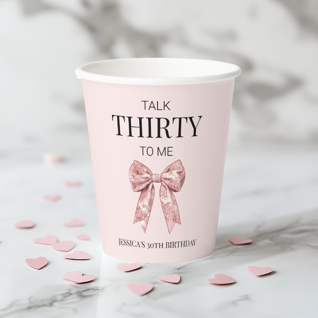 Talk Thirty to Me Modern Pink 30th Birthday Party Paper Cups (Talk Thirty to Me Modern Pink 30th Birthday Party Paper Cups)