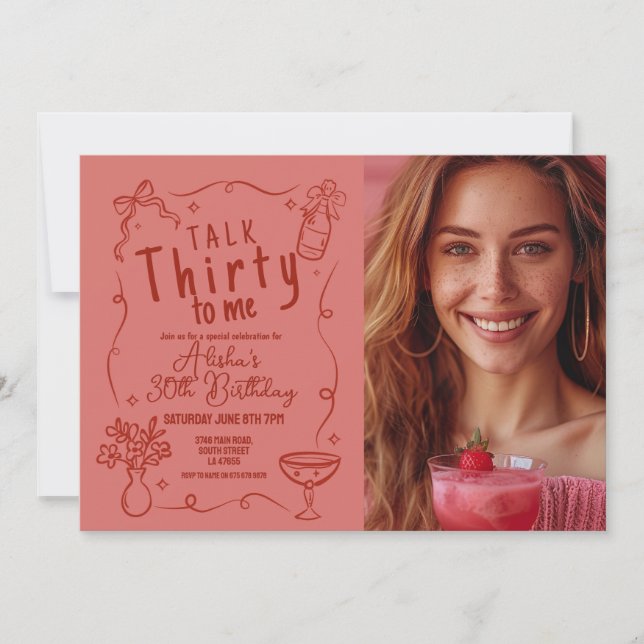 Talk Thirty To Me Photo 30th Night Out Birthday Invitation (Front)