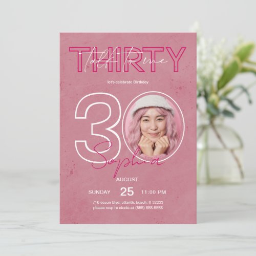 Talk Thirty To Me Pink Birthday Invitation Card