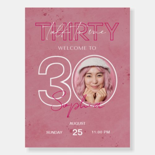 Talk Thirty To Me Pink Birthday Welcome Sign