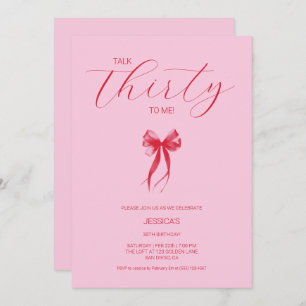 Talk Thirty To Me Pink Elegant 30th Birthday Party Invitation