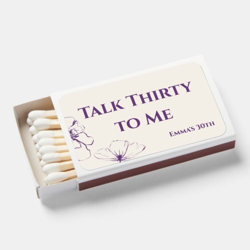 Talk Thirty to Me Purple Floral Birthday Matchboxes