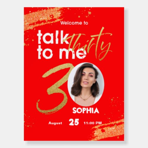 Talk Thirty To Me Red Birthday Welcome Sign