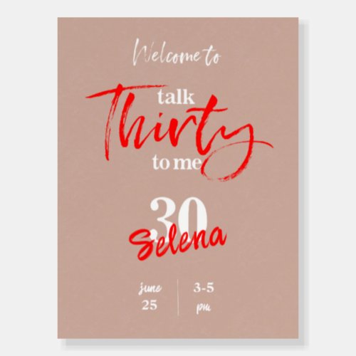 Talk Thirty To Me Red Birthday Welcome Sign