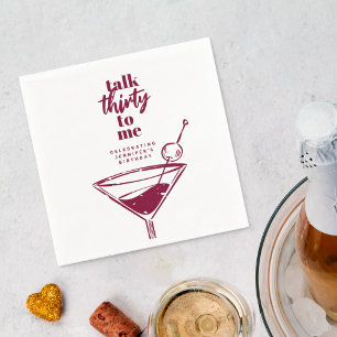 Talk Thirty To Me White 30th Birthday Cocktail Napkins
