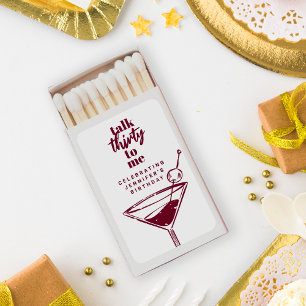 Talk Thirty To Me White 30th Birthday Martini  Matchboxes