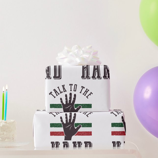 Talk to the Hand Distressed Hand Humor  Wrapping Paper (Creator Uploaded)