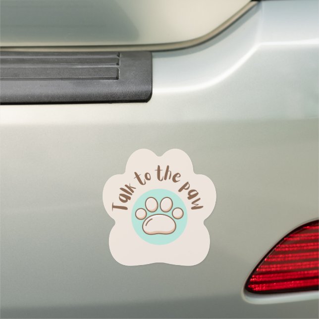 Talk to the paw illustrated minimalistic cat car magnet (In Situ)
