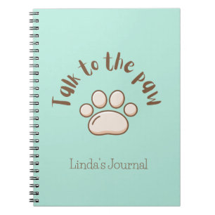 Talk to the paw illustrated minimalistic minty cat notebook